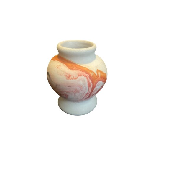 Vintage Nemadji Pottery Small Handcrafted Swirl Vase Marbled Art Vase - Picture 2 of 8
